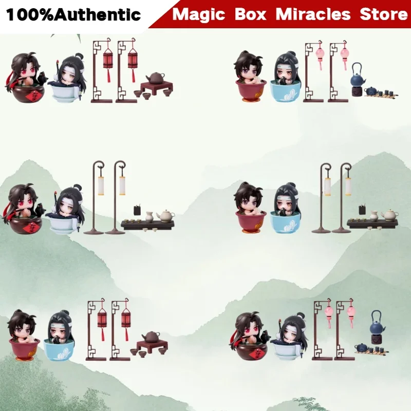 

New Original Mo Dao Zu Shi Wei Wuxian & Lan Wangji Jade Cup Glow Q-Version Figure Kawaii Anime Statue Desktop Decor Kids Gift