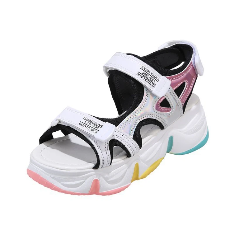 Platform Women Sandals Rainbow Sole Girls Beach Shoes 2022 New Summer Gladiator Sandles for Woman Wedge Sandalias Casual Shoes