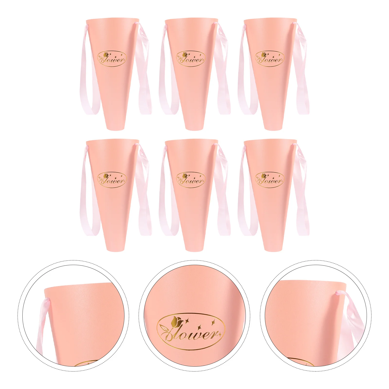 

6pcs Flower Bucket Simple Flower Packaging Paper Bags For Bouquet Gift Wrapping Floral Arrangement Supplies Portable Paper