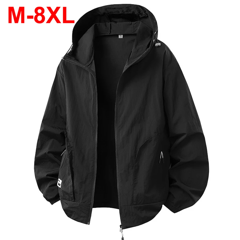 

8XL Plus Size Men Summer Jackets Lightweight Windbreaker Ultra-thin Hooded Sun-protection Jackets Man Big Size 7XL Outwear