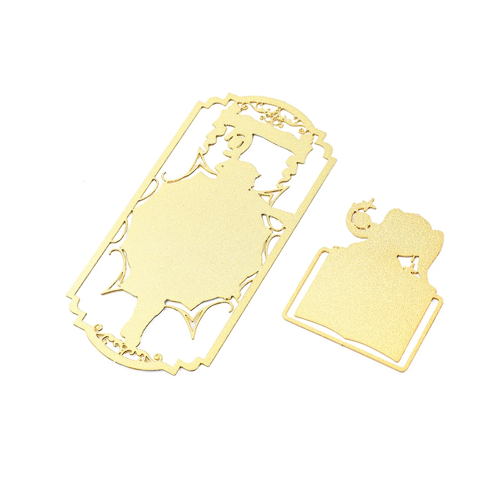 1 قطعة حامل كتب مرجعي مجوف ذو طابع كرتوني ذهبي عالي الجودة، نمطين، للتعلم والمكتب والقراءة.