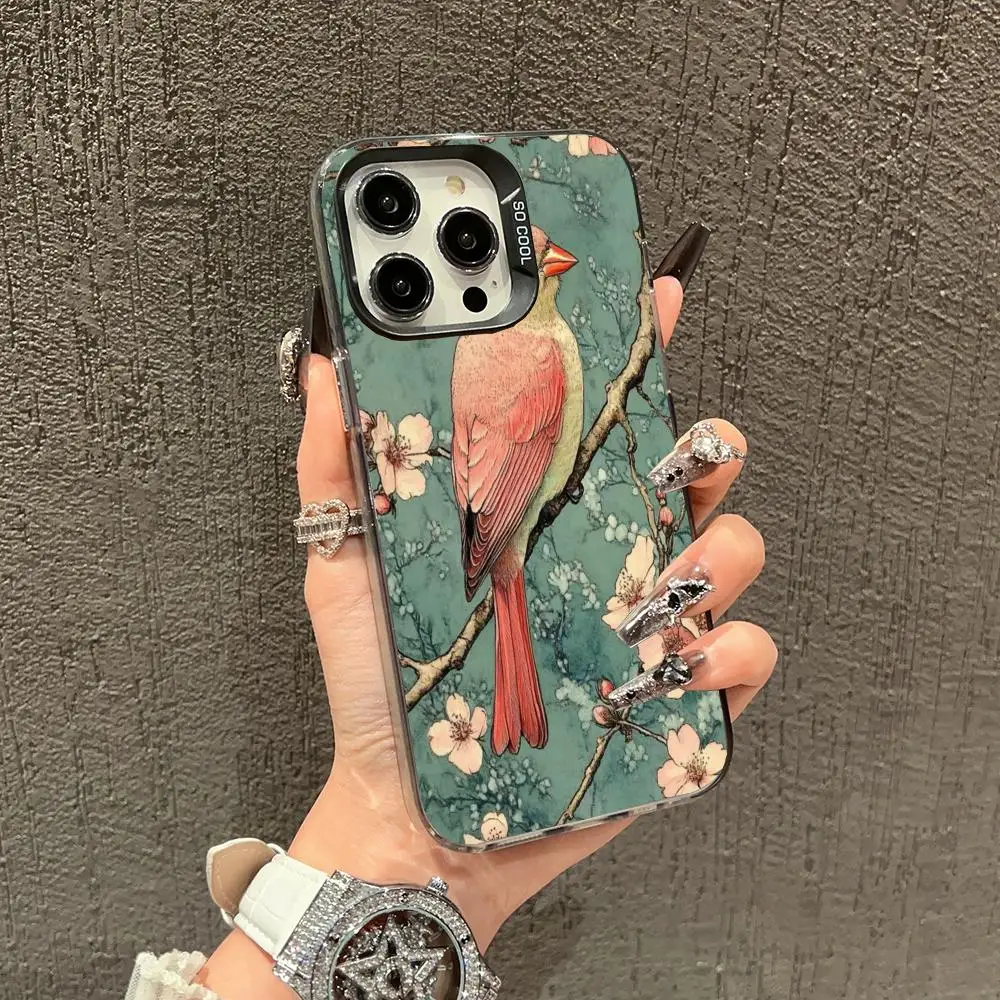 

Pink birds Phone Case case for iPhone17 16 15 14 13 12 11 Pro/ Max/Plus shock-proof rear cover anti-fingerprint