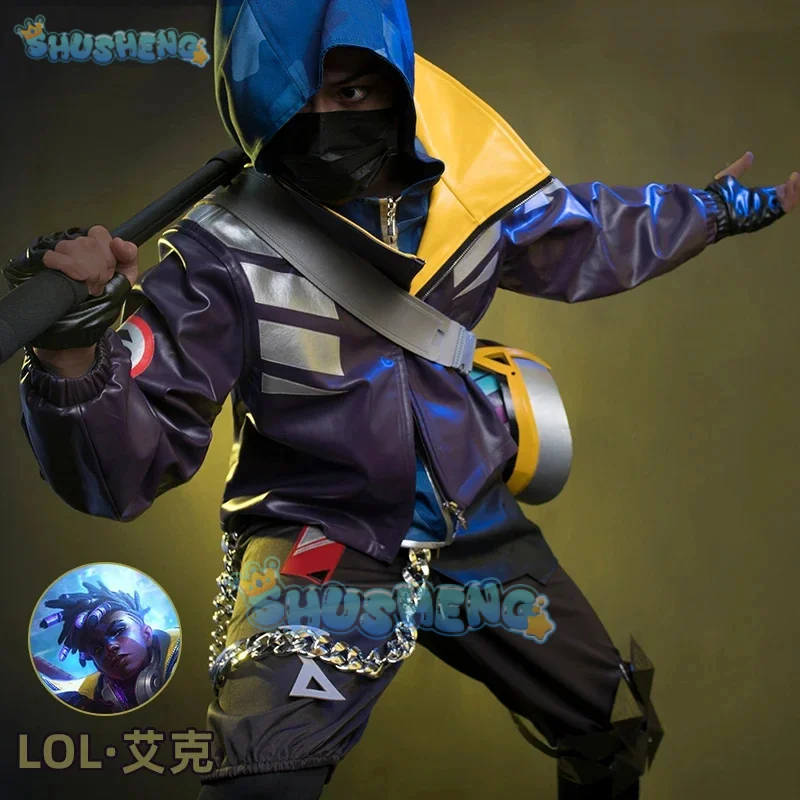 

Shusheng аниме Игра lol истинные повреждения Ekko модная униформа Косплей Костюм Хэллоуин Карнавал яркий наряд повседневная одежда для мужчин