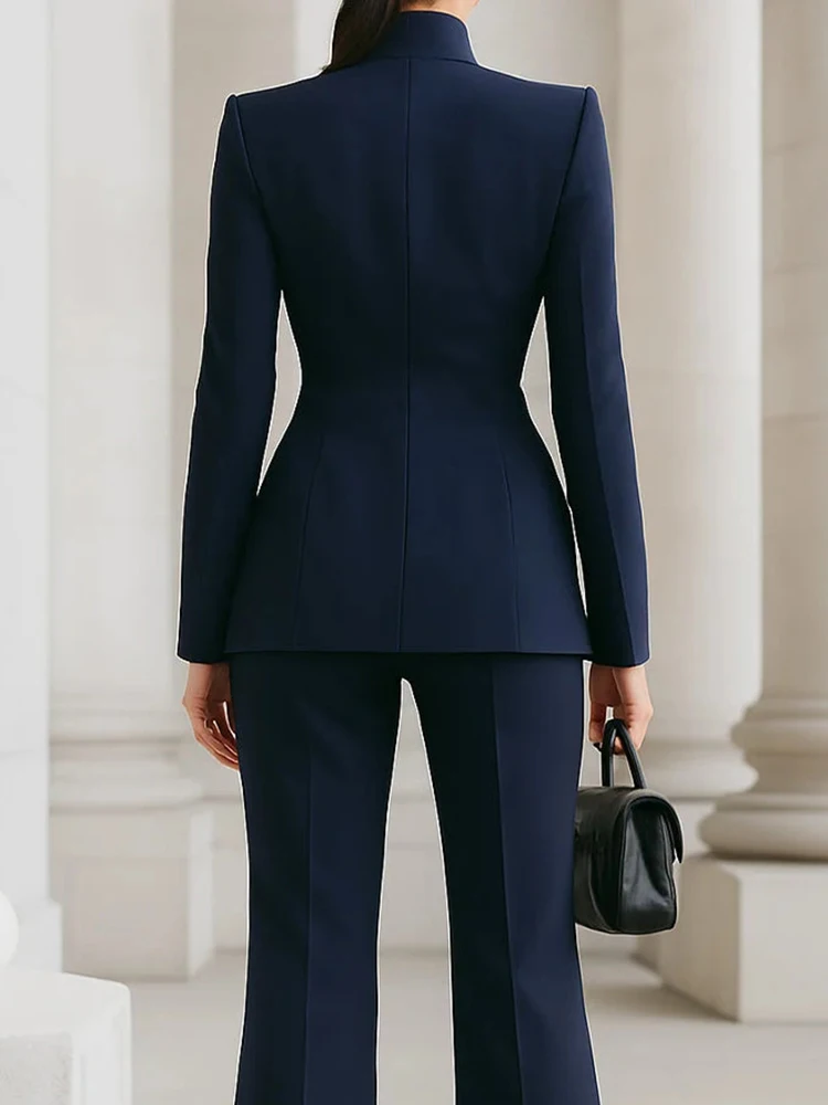 

Office Lady One Button Long Sleeve Blazer&Pants Sets Fashion Solid Color Commute Outfits Lady Temperament Slim Suits Pants Sets