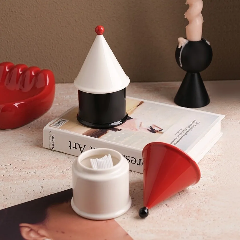 

Light Luxury Toothpick Box Decorative Multi-functional Floss Cotton Swab Organizer House Shape Ceramic Storage Box Kitchen