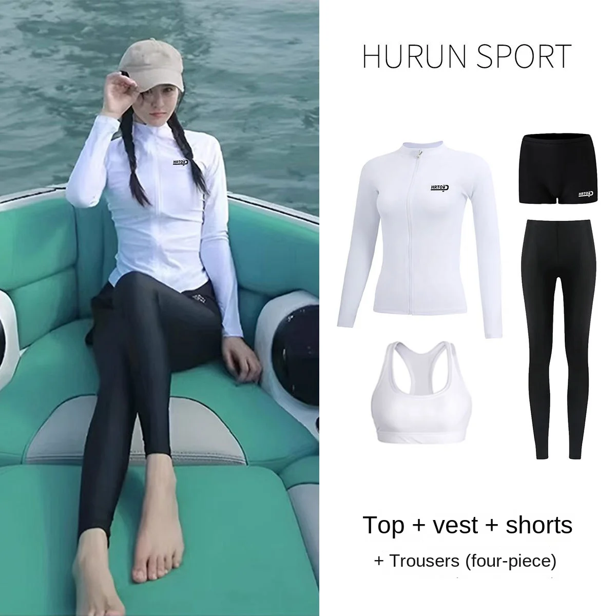 Damen-Badeanzug, Tankini, Strandmode, Damen-Strand-Vertuschung auf dem Meer, Badebekleidung, Anzug, sexy, 4-teilig, langärmelig, Hose, UV-Schutz