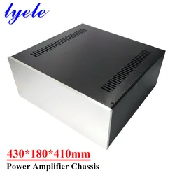430*180*410mm All-aluminum Power Amplifier Chassis Silver with Cooling Slot Diy Audio Amplifier Case Shell