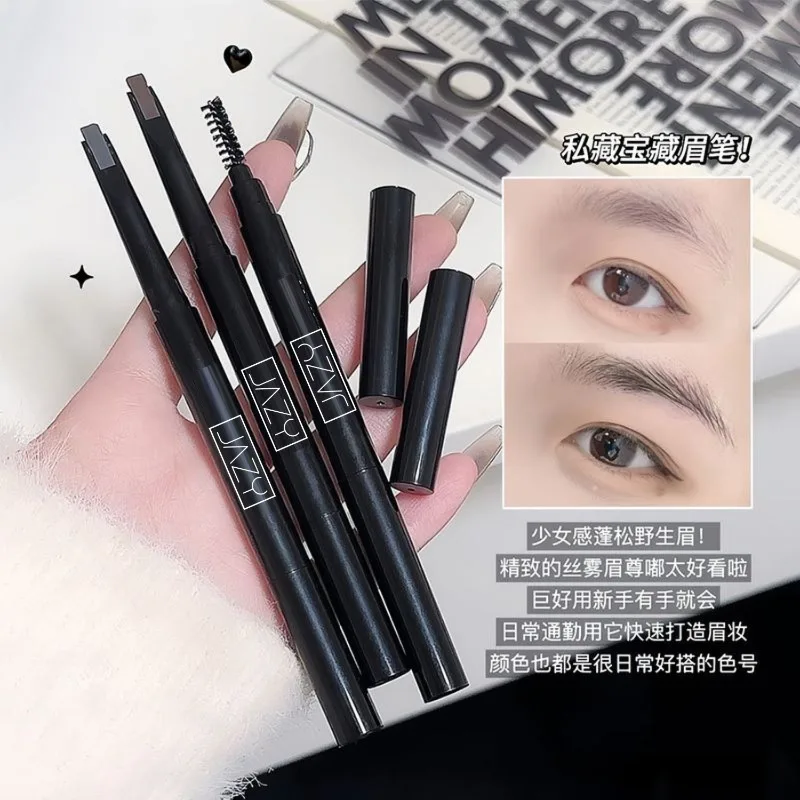 Matita per sopracciglia 2 in 1 Cosmetici professionali Trucco per donna Penna per tatuaggio sopracciglio Matita per trucco per sopracciglia nera liquida impermeabile