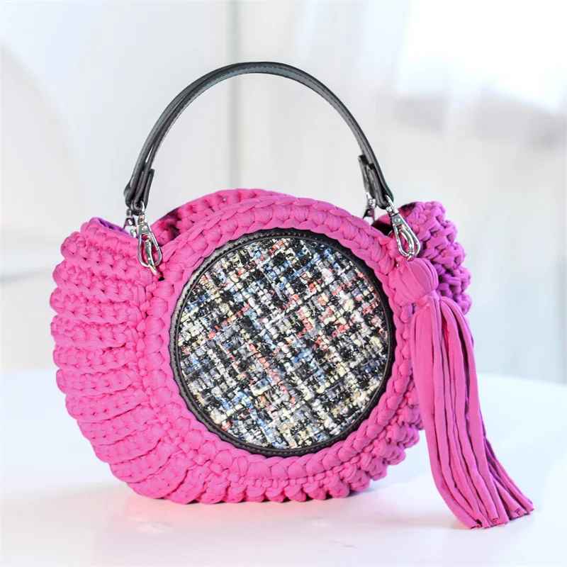 

New Woven Bag Large Capacity Small Fragrant Wind Handbag Leisure Vacation Beach Handbag