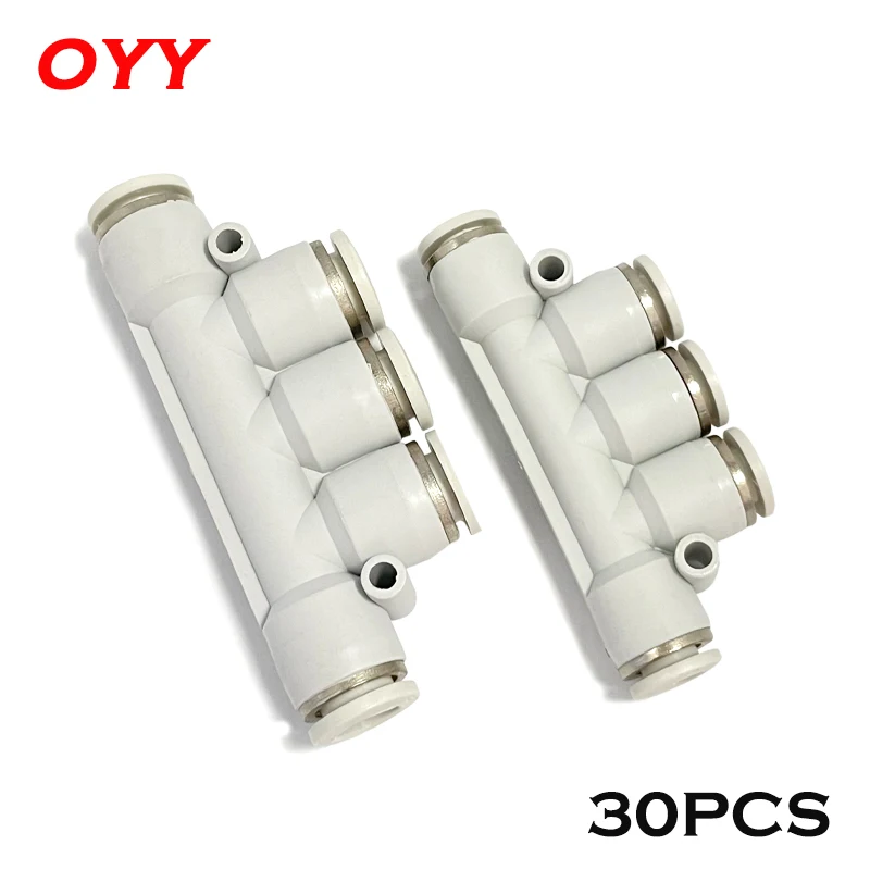 

30PCS High Quality White Pneumatic Trachea Quick Connector Five-way Plastic Pneumatic Connector PK-4/6/8/10/12