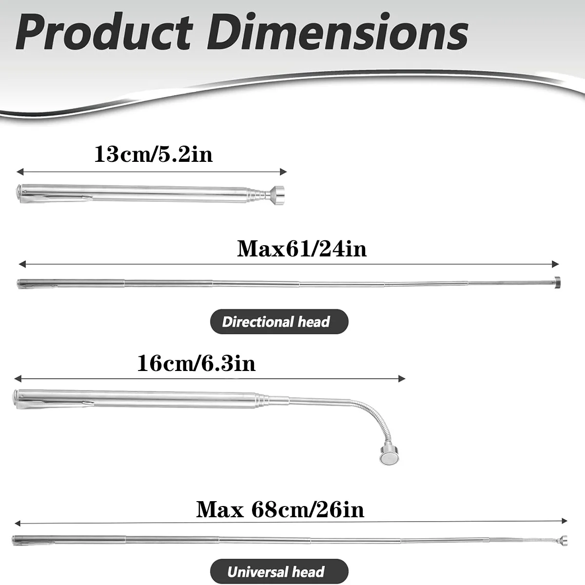 Telescoping Magnetic Pick up Tool Grabbers Reacher Tools with Pocket Clip 25 Inch Telescopic Retrieving Magnet Gift