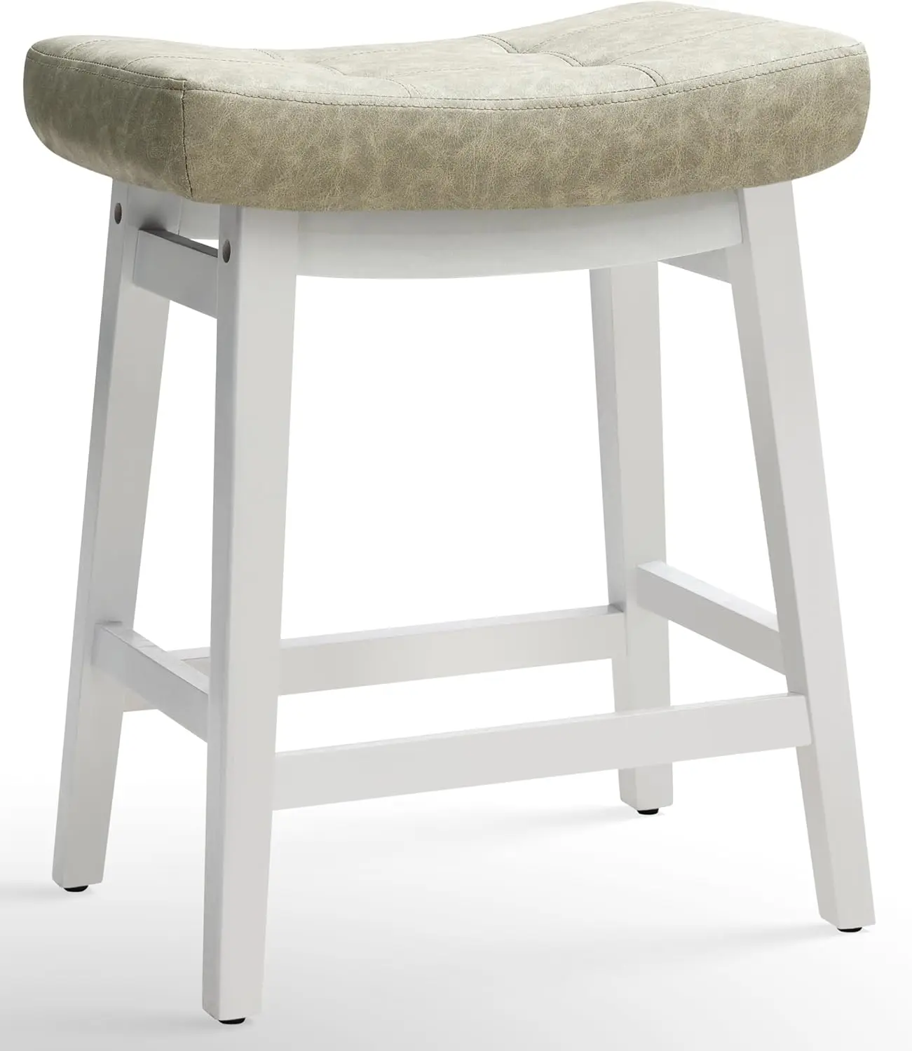 

Counter Height Bar Stool Kitchen Counter Modern Backless Island Barstool with Upholstered Faux Leather Seat and Solid W