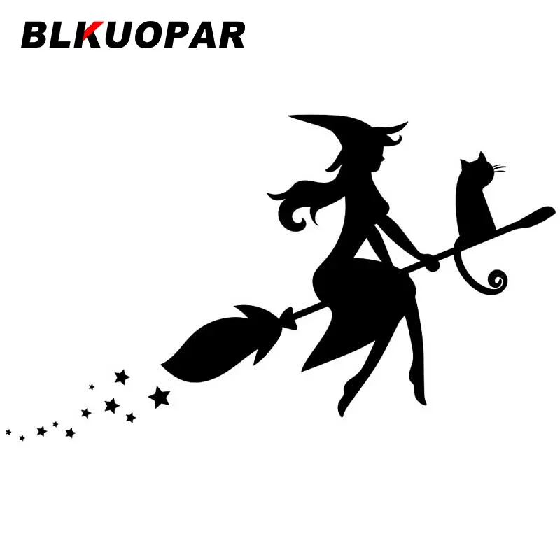 

BLKUOPAR For Witch Flying On A Broomstick Car Stickers Sunscreen Personality Creative Decals Scratch-Proof Car Styling