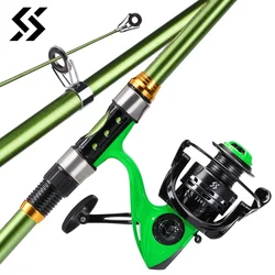 Sougayilang Telescopic Fishing Rod Reel Set 1.8-3.3m Glass Fiber Rod EVA Handle and 11+1BB 5.2:1 Gear Ratio Spinning Reel pesca