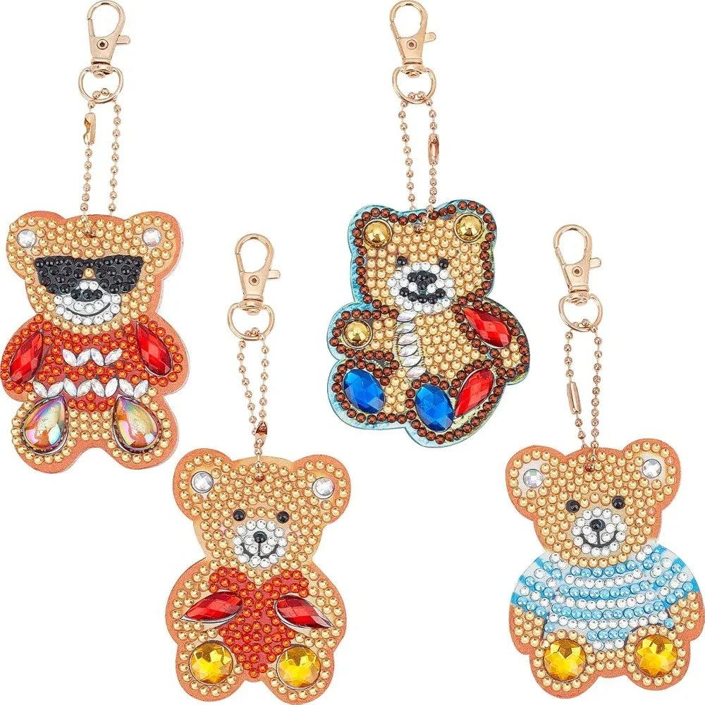 Bear Diamond Art Painting Keyrings Bear 5D Diamond Art Painting with Resin Rhinestone Keychain Kits for Adult Beginner