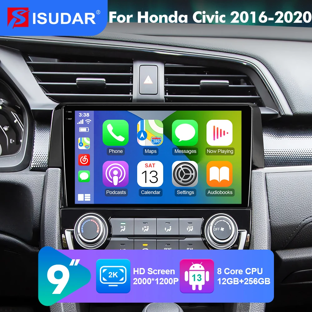 2026 NEU! Android14 Autoradio-Player für Honda Civic 10. Generation 2016-2021 Auto-Multimedia mit Rahmenbildschirm Carplay Snapdragon 4G