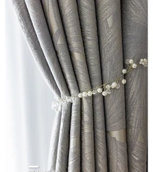 Modern Geometric Grey Blackout Curtain for Living Room Bedroom Nordic 3D Jacquard Window Drapes Solid Gray Room Darkening Drapes