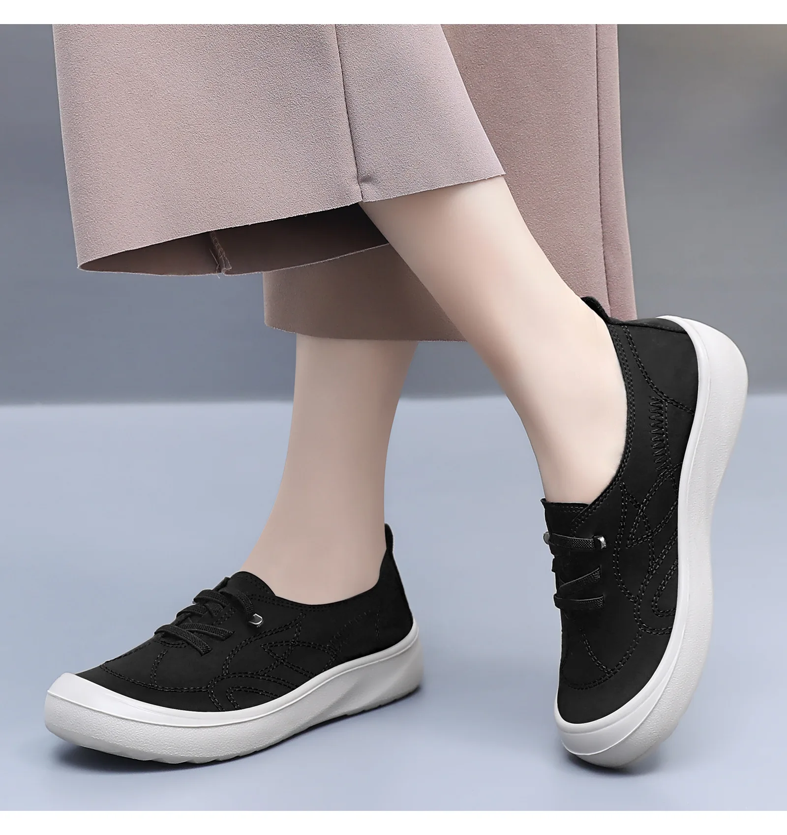 

Fashion Slip On Loafers for Women Platform Canvas Mom Shoes Wide Toe Flat Casual Sneakers Lightweight Non-Slip Walking Shoes