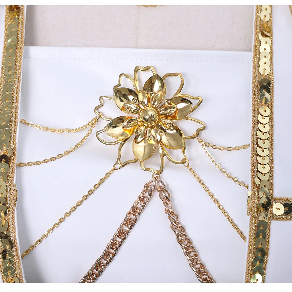 Cartoon Demon Hunter of KPop Mira Cosplay White Stage Costume Women Roleplay Top Skirt Coat Outfit Halloween Carnival Party Suit