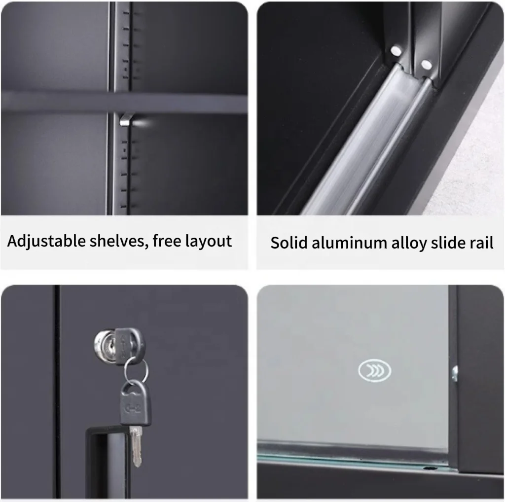 5-Tier Steel Glass Door Lockable Modular Adjustable Storage Cabinet For Office School Hospital & Commercial Use