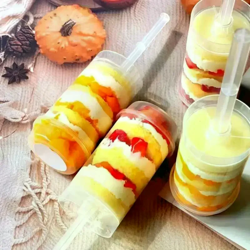 10pcs Pushable Cake Holders Diy Push Cake Mold Cylinder Shaped Cake Pusher Push Pops Plastic Containers With Lids For Kitchen