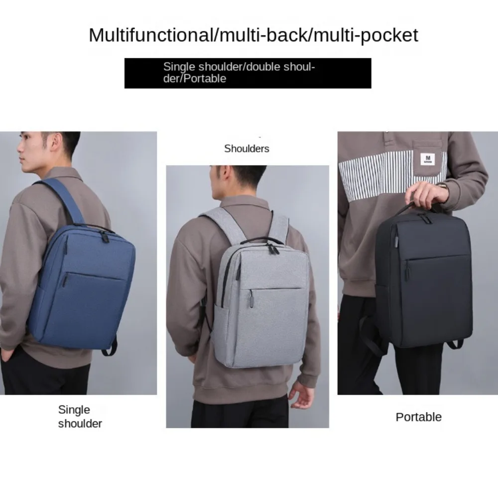Oxford Cloth Versatile Backpack 15.6 inches Black Grey Blue Red School Student Backpack Washable Business Rucksack Unisex