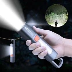 New Outdoor Flashlight Portable Strong Lights Variable Focus with Floodlight Side Lights Long Range USB Rechargeable LED Lamp