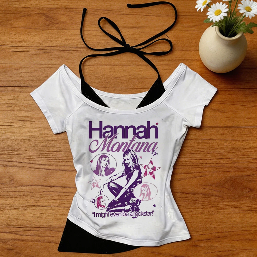 Hannah Montana crop top shoujo cheap clearance sales grunge scene  shirt manga graphic gothic