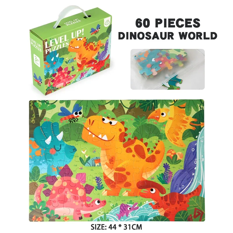 Set di puzzle di giocattoli creativi di puzzle di cartoni animati Montessori personalizzati di carta da 60 pezzi per bambini, ragazzi e ragazze
