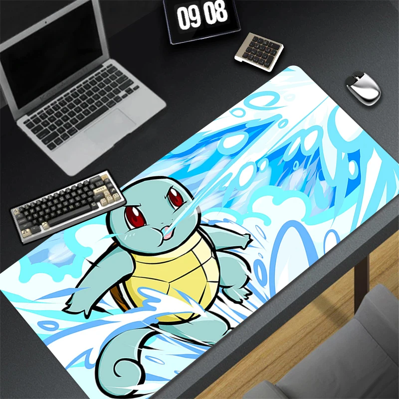 Japan Anime Mouse Pad PC Blue P-pokemonS S-squirtle Keyboard Rug Gamer Cabinet Mousepad Laptop Kawaii Gaming Extended Desk Mat