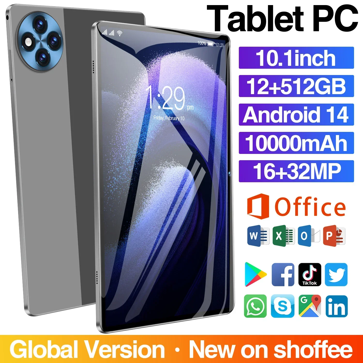 

Latest Mate X5 Android 14 Tablet 10.1 Inch Full HD Screen/ 16MP+32MP Camera/ GPS/ Dual SIM Card/ 12GB RAM/ 10000mAh Battery