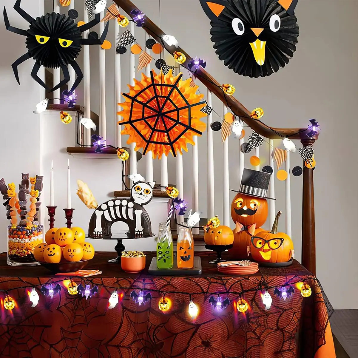 1 قطعة 20/30 LED هالوين الخفافيش اليقطين شبح الشمسية سلسلة ضوء مع 8 طرق الإضاءة للمنزل حديقة ساحة مرور ديكور الهالوين #5