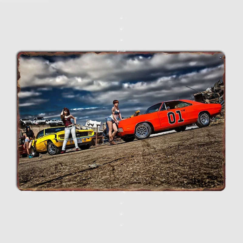 01 الجنرال لي والهواطس من المخطر خمر ريترو المعادن المشارك تين تسجيل غرفة نوم جدار ديكور غرفة داخلية الديكور ديكور المنزل #2