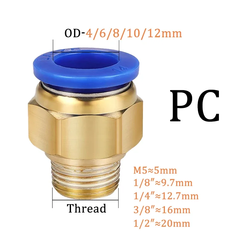 5PCS 4mm 6mm 8mm Pneumatic Air Fitting PL/PB/PC/PCF/SL Thread 1/8