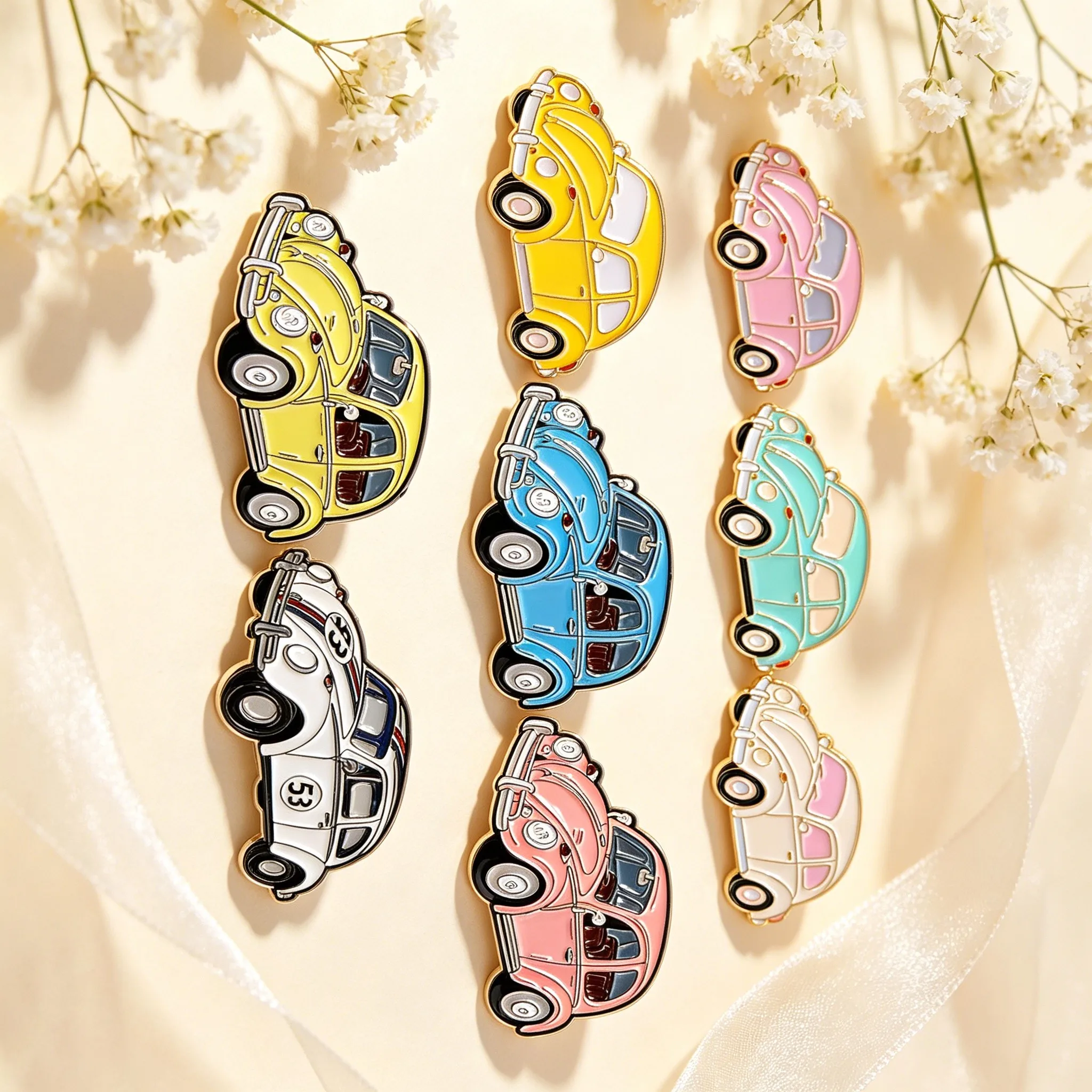 8pcs/set Vintage Car Series Enamel Pin Lapel Pins Cartoon Badges on Backpack Brooch for Clothes Jewelry Gifts for Friends