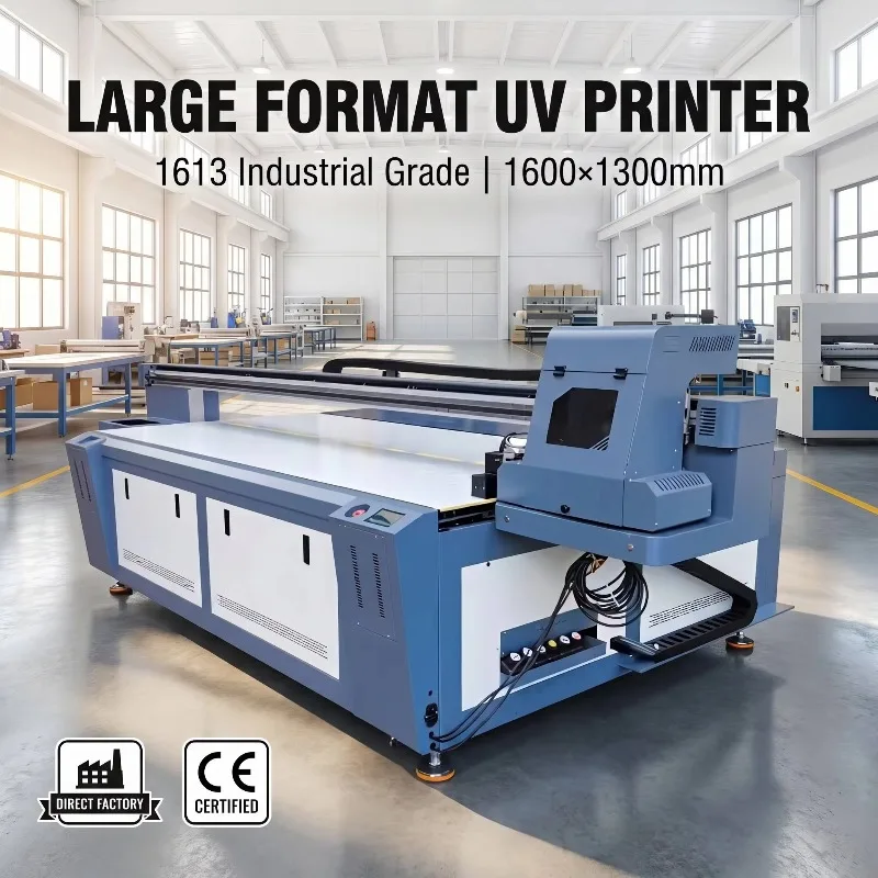 Customized 1613 Large Format UV Flatbed Printer 1600x1300mm Multi Printhead Ricoh XP600 I3200 G6 Rotary Cylinder Printing Factor
