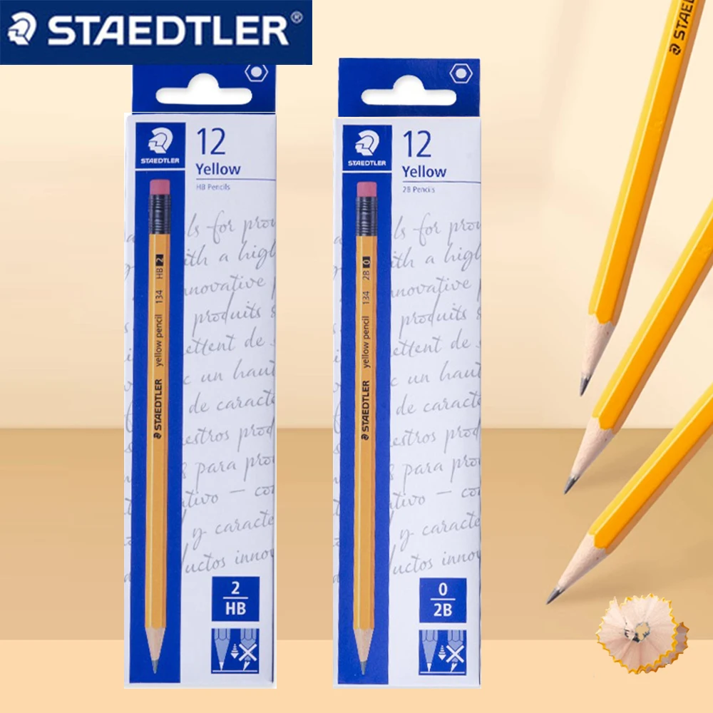 12pçs conjunto de lápis de chumbo de madeira alemão staedtler 2b hb para escrita pintura suporte de caneta hexagonal material escolar de escritório