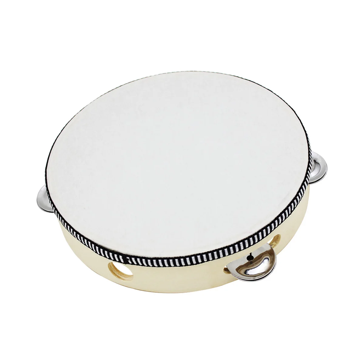 

8 Inch Tambourine Percussion Instrument Single Row Jingles Kids Musical Toys Bamboo Material Party Dancing Concert Rhythm