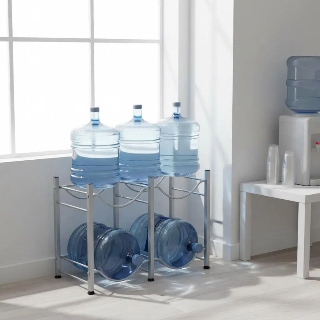 

Трехуровневая подставка для бутылей с водой, держатель для бутылок объемом 5 галлонов, двухрядная стойка для 6 бутылок, усиленная подставка для бутылей с водой