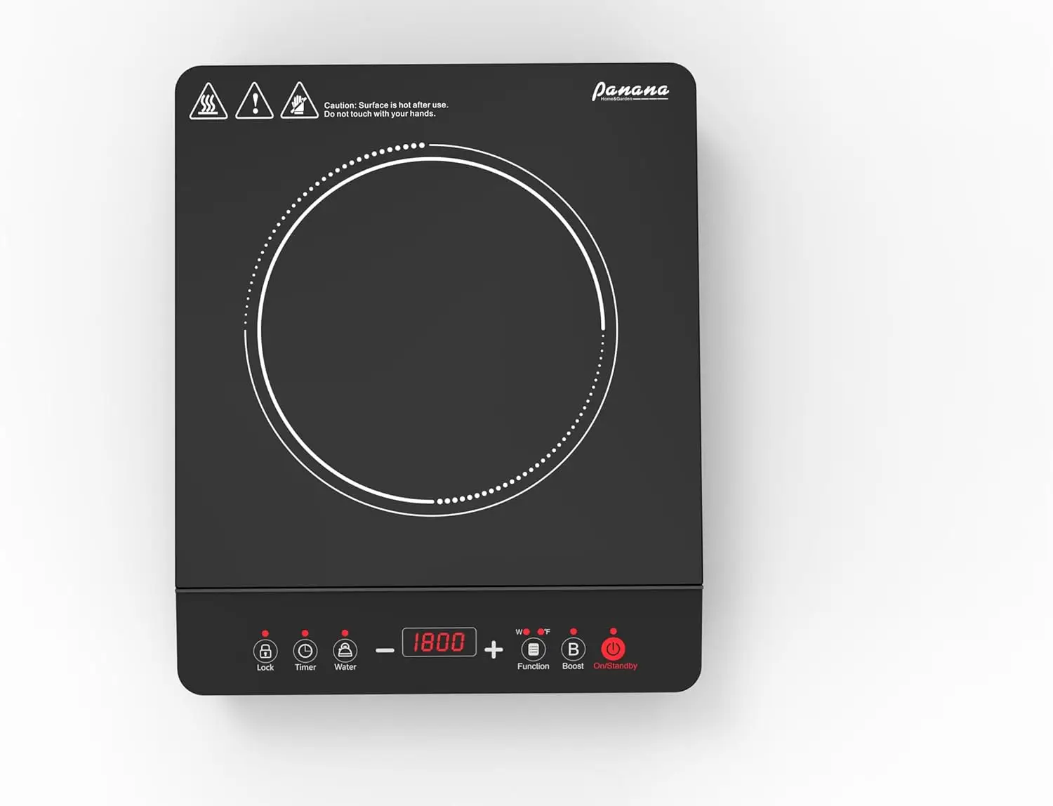 Portable Induction Cooktop 1800W 10 Temp Levels Timer Auto Shut Off Touch Panel LED Display Pot Detection Child Lock