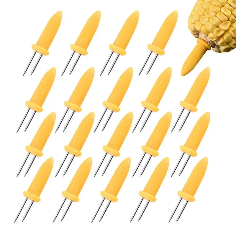 Corn Holders 20 Pcs/10 Pairs Corn Holders Stainless Steel Corn Cob Holders Corn On The Cob Corn Skewers Forks For BBQ Cooking