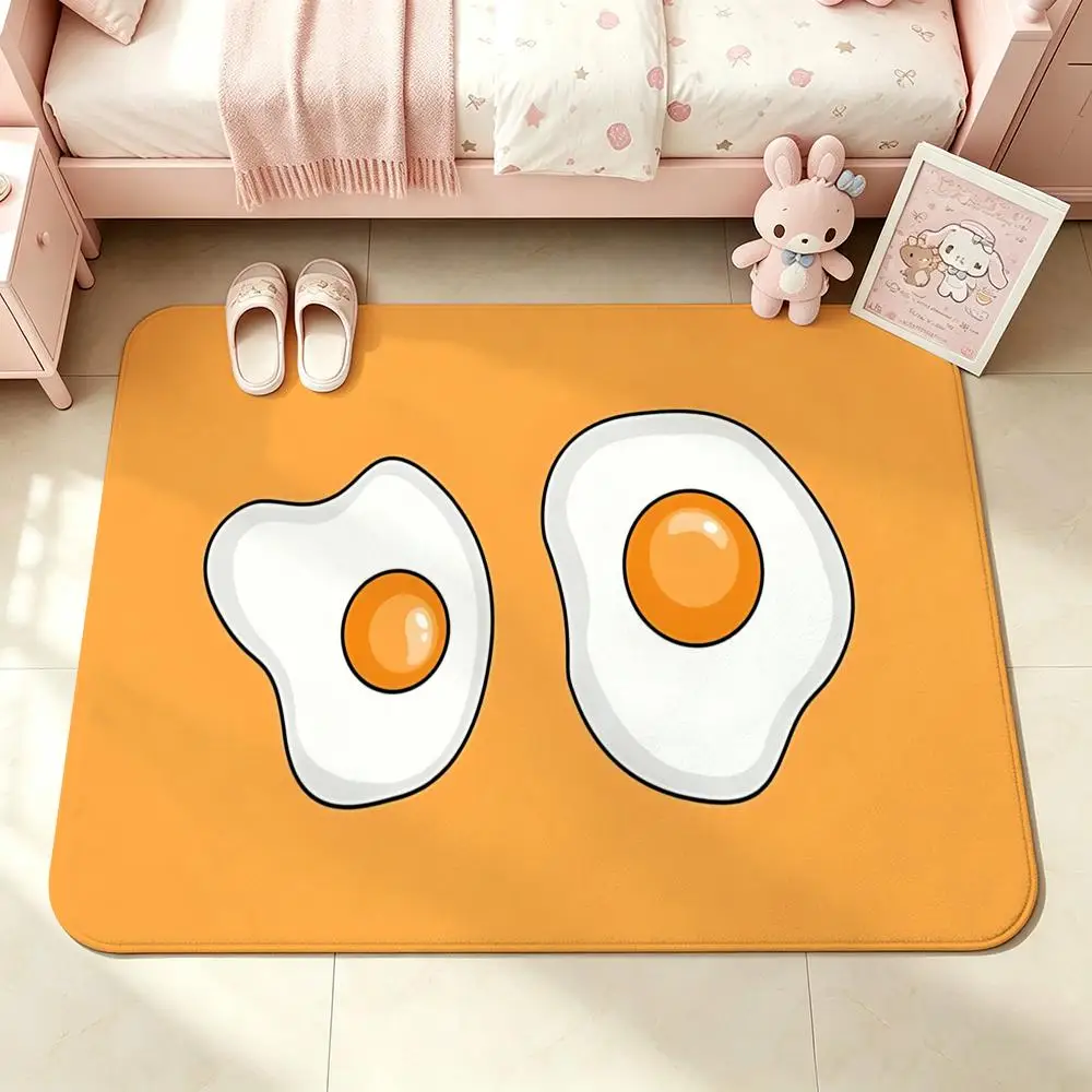Runny Sunny-Side-Up EggS Floor Mat Bedroom Carpet, Bathroom Foot Mat, Doormat, Non-Slip Absorbent Multi-Use