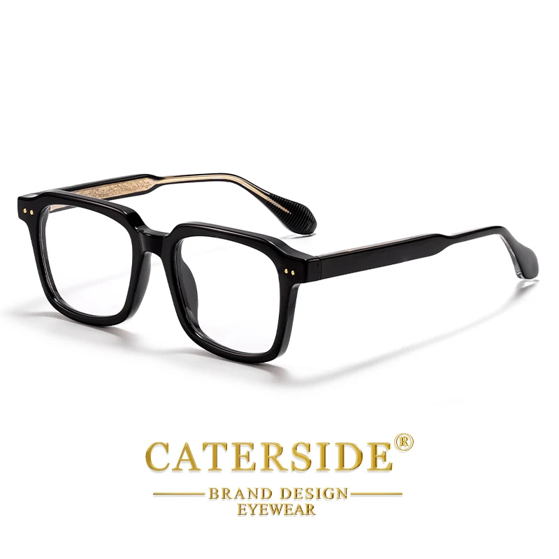 CATERSIDE Retro Quadratische Herren Optische Rahmen Luxus Tempel Tipps Design Federscharnier Gläser Damen Täglich Anti Blaues Licht Gläser – Detail 11