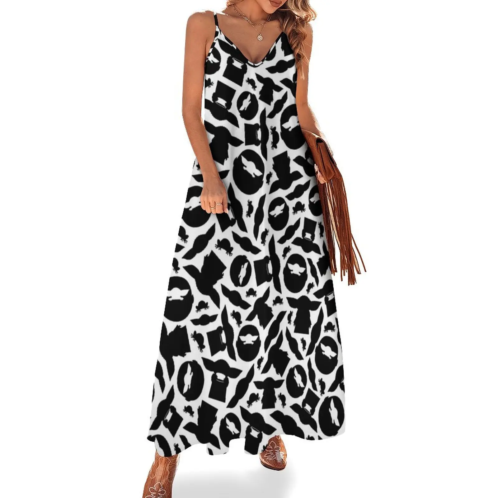 

Monochrome Silhouettes Sleeveless Long Dress birthday dress for women luxury 2025 women's clothing trend 2025 Dress