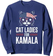 Polarshe Cat Ladies For Kamala Funny Cat 2024 President Gift felpa girocollo Unisex