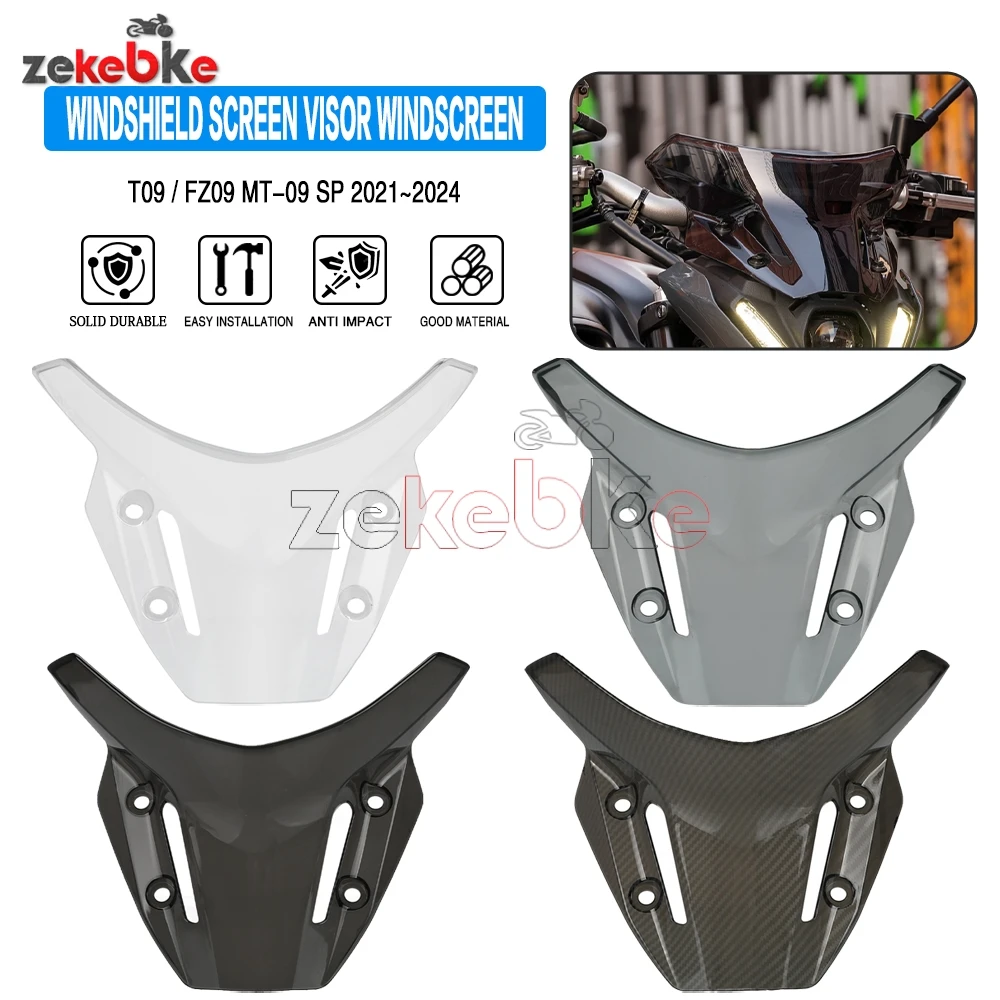 

FZ09 MT-09 SP Windscreen Windshield Wind Deflector Shield Screen Visor Glass with Screws For Yamaha MT-09 MT09 SP 2021 2022 2023
