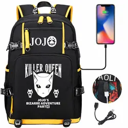 Jojo Bizarre Adventure Bookbag borse da scuola impermeabili zaino per Laptop con ricarica USB zaino da viaggio Unisex Mochila