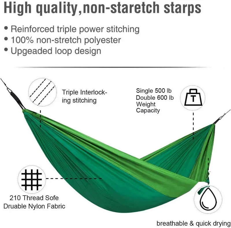 Bilink Hot Selling Outdoor Leisure Double 2 Person Cotton Hammocks 450lbs Ultralight Camping Hammock