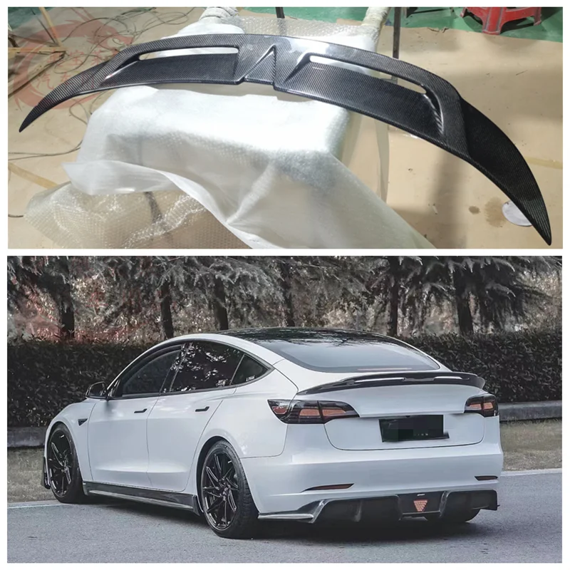 Fits For Tesla Model 3 / Model Y 2018 2019 2020 2021 2022 2023 High Quality Carbon Fiber Rear Trunk Lip Spoiler Wing