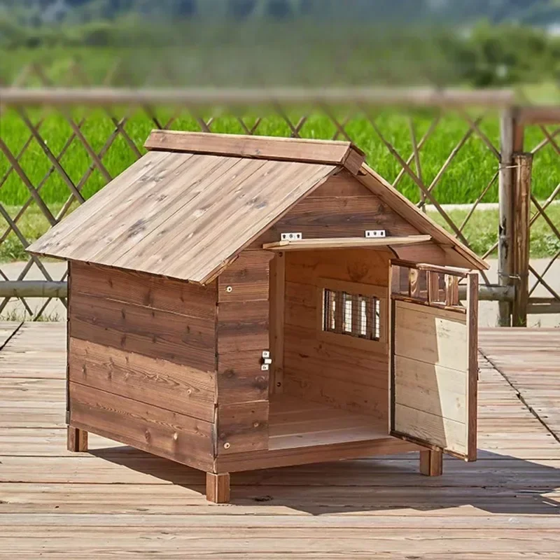 

Outdoor Dog House Sunscreen and Rainproof Carbonized Solid Wood Small/Big Dogs Cat Nest Four Seasons Universal Winter Pet Houses